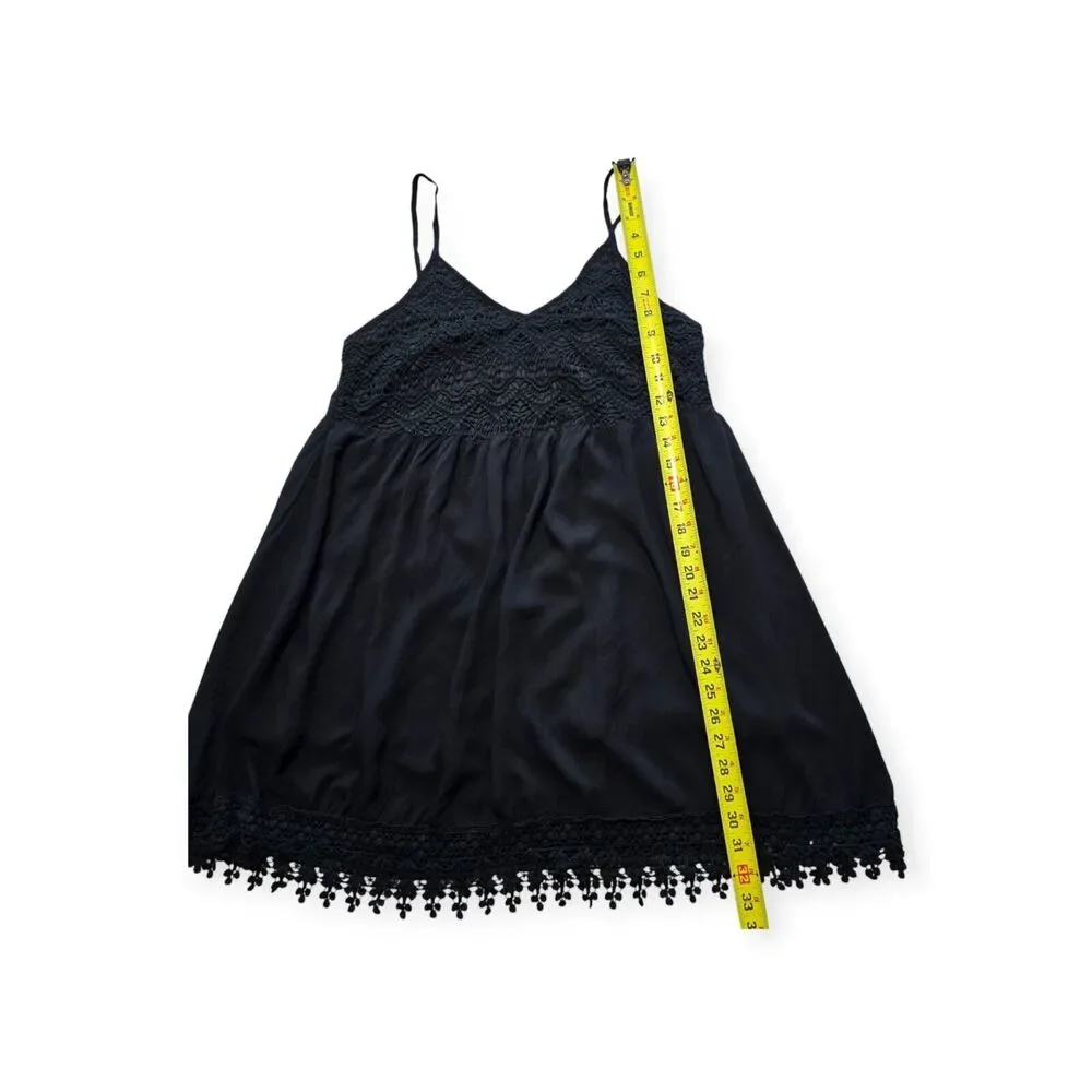 Avec Black Lace Sleeveless Mini Babydoll Dress Women Size L - Picture 3 of 7